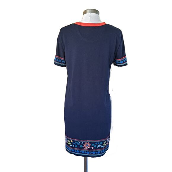 Tory Burch Black Mountain Floral Navy Multicolored T-Shirt Dress Medium - Picture 5 of 12